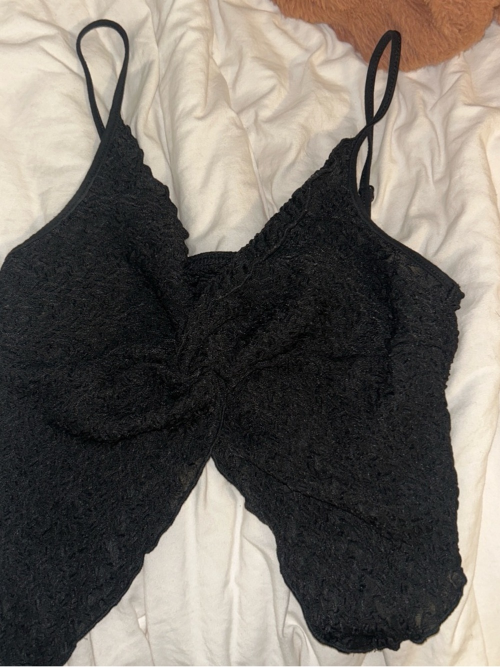 SHEIN Black Lace Crop Cami with Adjustable Straps